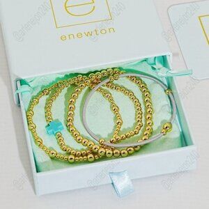 💖Enewton 4pcs Gold Beaded with Blue Cross Bracelet Set